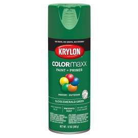Krylon COLORmaxx K05517007 Spray Paint, Gloss, Emerald Green, 12 oz, Aerosol Can