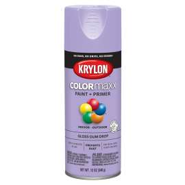 Krylon COLORmaxx K05521007 Spray Paint, Gloss, Gum Drop, 12 oz, Aerosol Can