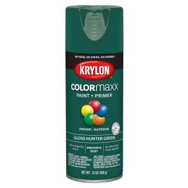 Krylon COLORmaxx K05523007 Spray Paint, Gloss, Hunter Green, 12 oz, Aerosol Can