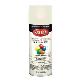 Krylon COLORmaxx K05524007 Spray Paint, Gloss, Ivory, 12 oz, Aerosol Can