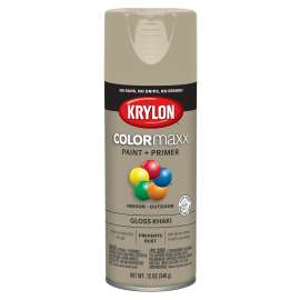 Krylon COLORmaxx K05526007 Spray Paint, Gloss, Khaki, 12 oz, Aerosol Can