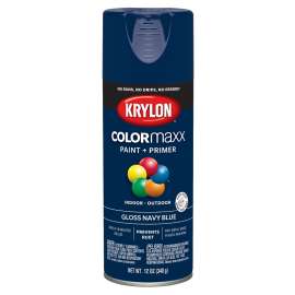 Krylon COLORmaxx K05529007 Spray Paint, Gloss, Navy Blue, 12 oz, Aerosol Can