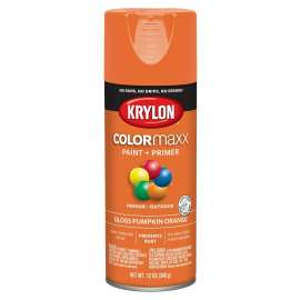 Krylon COLORmaxx K05532007 Spray Paint, Gloss, Pumpkin Orange, 12 oz, Aerosol Can