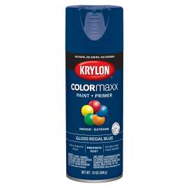 Krylon COLORmaxx K05535007 Spray Paint, Gloss, Regal Blue, 12 oz, Aerosol Can