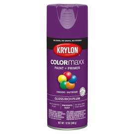 Krylon COLORmaxx K05536007 Spray Paint, Gloss, Plum, 12 oz, Aerosol Can