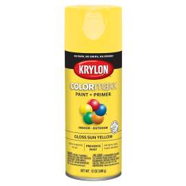 Krylon COLORmaxx K05541007 Spray Paint, Gloss, Sun Yellow, 12 oz, Aerosol Can