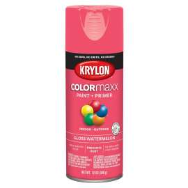 Krylon COLORmaxx K05544007 Spray Paint, Gloss, Watermelon, 12 oz, Aerosol Can