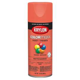 Krylon COLORmaxx K05553007 Spray Paint, Matte, Sunrise, 12 oz, Aerosol Can
