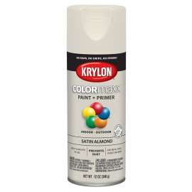 Krylon COLORmaxx K05554007 Spray Paint, Satin, Almond, 12 oz, Aerosol Can