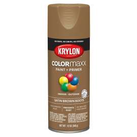 Krylon COLORmaxx K05559007 Spray Paint, Satin, Brown, 12 oz, Aerosol Can