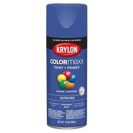Krylon COLORmaxx K05564007 Spray Paint, Satin, Iris, 12 oz, Aerosol Can