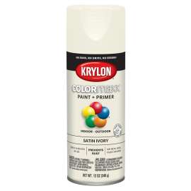 Krylon COLORmaxx K05567007 Spray Paint, Satin, Ivory, 12 oz, Aerosol Can