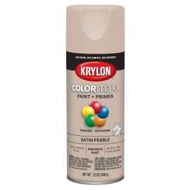 Krylon COLORmaxx K05572007 Spray Paint, Satin, Pebble Gray, 12 oz, Aerosol Can