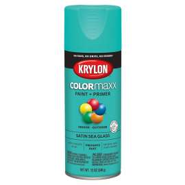 Krylon COLORmaxx K05576007 Spray Paint, Satin, Sea Glass, 12 oz, Aerosol Can