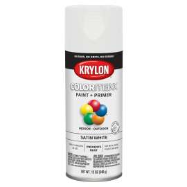 Krylon COLORmaxx K05577007 Spray Paint, Satin, White, 12 oz, Aerosol Can