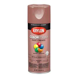Krylon COLORmaxx K05593007 Spray Paint, Metallic, Rose Gold, 12 oz, Aerosol Can