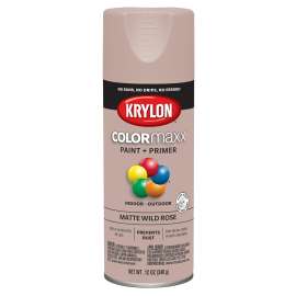 Krylon COLORmaxx K05601007 Spray Paint, Matte, Wild Rose, 12 oz, Aerosol Can