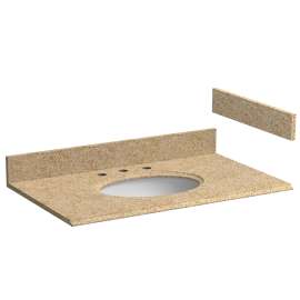 Foremost HG37228MB Vanity Top, 8-5/8 in OAL, 37 in OAW, Granite, Mojave Beige, Oval Bowl