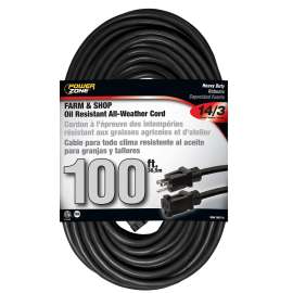 PowerZone Extension Cord, 100 ft L, Black