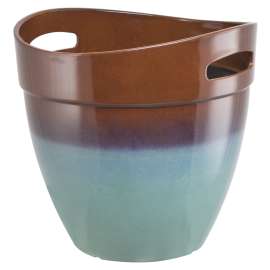 Landscapers Select Planter, 14.8 in Dia, Round, Resin, Teal