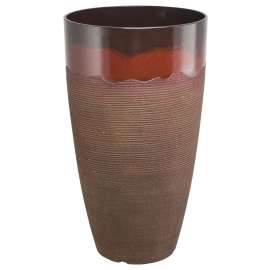 Landscapers Select Tall Planter, 12 in Dia, Tall Round, Resin, Red Wave