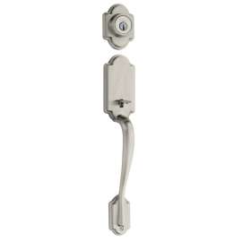 Kwikset 800AN-15 SMT Handleset, 1 Grade, Satin Nickel, 2-3/8 x 2-3/4 in Backset, KW1 Keyway, 1-3/4 in Thick Door