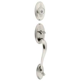 Kwikset 800SE-15 SMT Handleset, 1 Grade, Satin Nickel, 2-3/8 x 2-3/4 in Backset, KW1 Keyway, 1-3/4 in Thick Door