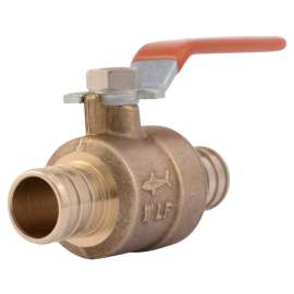 SharkBite 22462LF Ball Valve, 3/4 in Connection, Barb, 80 to 160 psi Pressure, Lever Actuator, Brass Body