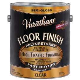 VARATHANE 130131 Floor Finish Paint, Semi-Gloss, Liquid, Crystal Clear, 1 gal, Can