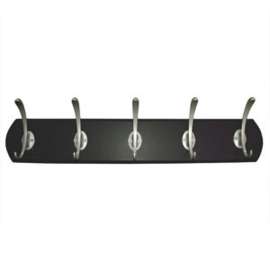 Richelieu T38551184 Hook Rack, 3-3/32 in L, 21-1/2 in W, Metal/Wood, Espresso