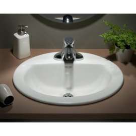 American Standard Colony Series 0346403.021 Countertop Sink, 4 in Faucet Centers, 20-1/2 in OAW, 17-5/8 in OAD, Bone
