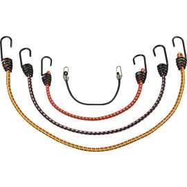 ProSource FH64078 Stretch Cord Set, Polypropylene, Black/Red/Yellow, Hook End