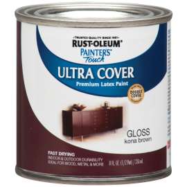RUST-OLEUM PAINTER'S Touch 1977730 Brush-On Paint, Gloss, Kona Brown, 0.5 pt Can