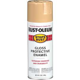 RUST-OLEUM STOPS RUST 7771830 Protective Enamel Spray Paint, Gloss, Sand, 12 oz, Aerosol Can