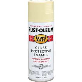 RUST-OLEUM STOPS RUST 7794830 Protective Enamel Spray Paint, Gloss, Antique White, 12 oz, Aerosol Can