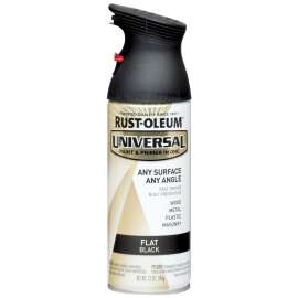 RUST-OLEUM UNIVERSAL 245198 Flat Spray Paint, Flat, Black, 12 oz, Aerosol Can