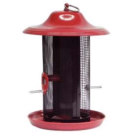 Stokes Select 38199 Twin Chamber Feeder, 12-5/16 in H, 2.4 lb, Stainless Steel, Red