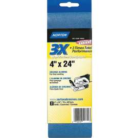 NORTON 05472 Sanding Belt, 4 in W, 24 in L, 80 Grit, Medium, Zirconia Aluminum Abrasive