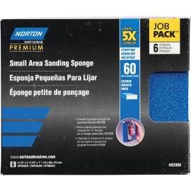 NORTON ProSand 82086 Sanding Sponge, 4-1/2 in L, 2-11/16 in W, 60 Grit, Coarse, Aluminum Oxide Abrasive