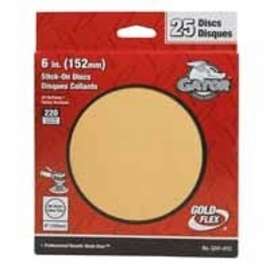 Gator 3241-012 Sanding Disc, 6 in Dia, Coated, 220 Grit, Extra Fine, Aluminum Oxide Abrasive, Paper Backing