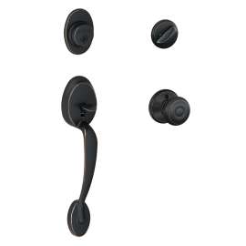 Schlage Plymouth Series F60VPLYXGEO716 Handleset, 1 Grade, Keyed Different Key, Solid Brass, Aged Bronze, C Keyway