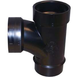 CANPLAS 105152LBC Sanitary Pipe Tee, 2 in, Spigot x Hub, ABS, Black