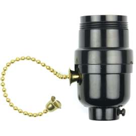 Jandorf 60534 Pull Chain Lamp Socket, 250 V, 250 W, Phenolic Housing Material, Black