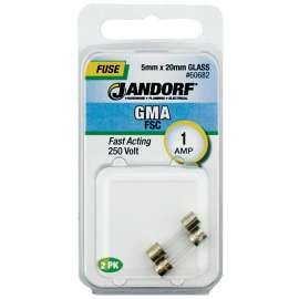 Jandorf 60682 Fast Acting Fuse, 1 A, 250 V, 35 A, 10 kA Interrupt, Glass Body