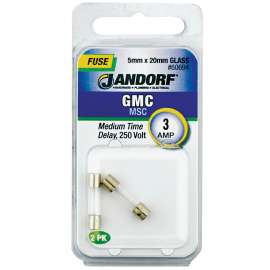 Jandorf 60694 Time Delay Fuse, 3 A, 250 V, 100 A, 10 kA Interrupt, Glass Body