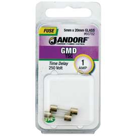 Jandorf 60702 Time Delay Fuse, 1 A, 250 V, 35 A, 10 kA Interrupt, Glass Body
