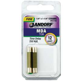 Jandorf 60706 Time Delay Fuse, 12 A, 250 V, 750 A, 10 kA Interrupt, Ceramic Body