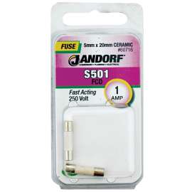 Jandorf 60716 Fast Acting Fuse, 1 A, 250 V, 1500 A Interrupt, Ceramic Body