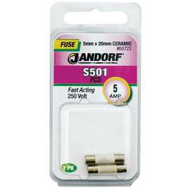Jandorf 60723 Fast Acting Fuse, 5 A, 250 V, 1500 A Interrupt, Ceramic Body