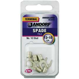 Jandorf 60844 Spade Terminal, 600 V, 12 to 10 AWG Wire, #10 Stud, Copper Contact